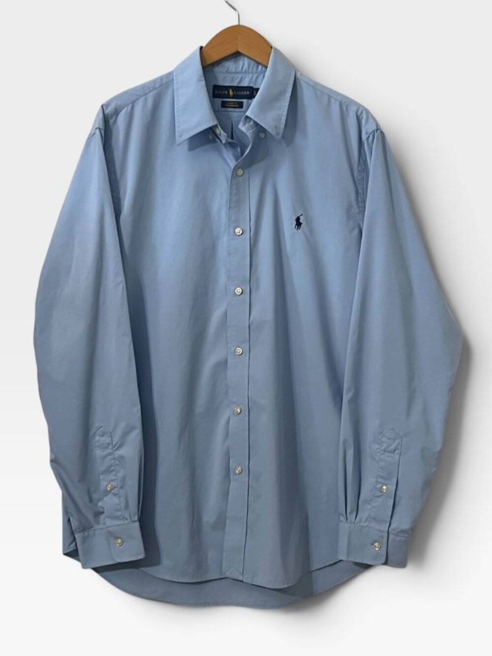 Ralph Lauren L Blue Button Down Shirt Classic Fit Performance Minimalist